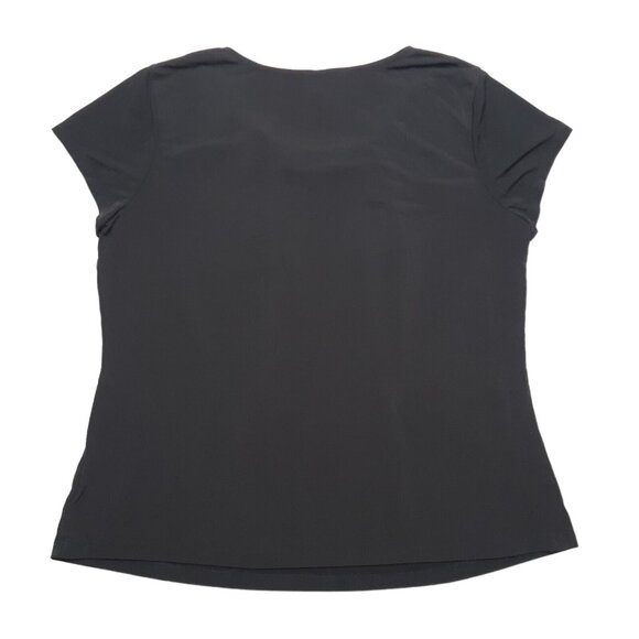 Studio Works Top Womens Large Black Ruffle Short Sleeve Stretch 39 in Chest - Picture 9 of 12